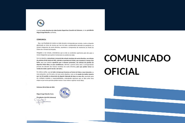 Comunicado Oficial EDC Celanova 28 05 2021